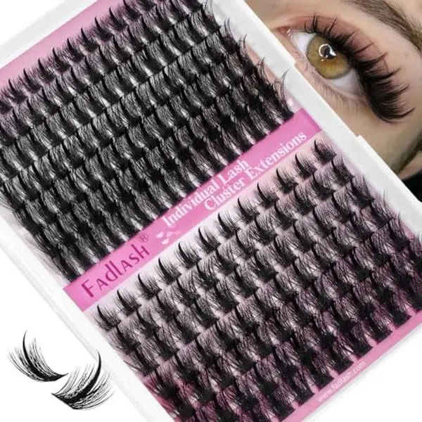 FADLASH Manga Lash Clusters with Spikes 8-16mm Wispy Cluster Eyelash Extensions Fluffy Anime Eyelashes Clusters with Band Reusable Faux Mink Fairy Individual Lash Extension