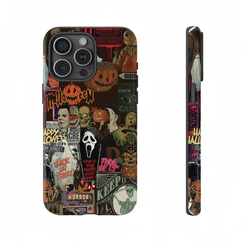 Halloween Horror Retro Cellphone Case - Glossy Finish, Dual-Layer Polycarbonate-TPU Shell, Heavy-Duty Shock-Cushioned Protection, Lightweight, MagSafe Compatible Handheld Device Accessory for iPhone 16/15/14/13/12/11/X/8/7, Samsung, Google Pixel