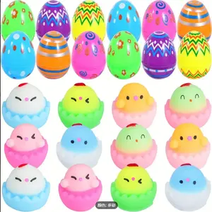 24 Pieces Easter Printed Eggs Soft Toys, Individually Wrapped and Boxed - Perfect for Decorations, Party Games, and Birthday Gifts