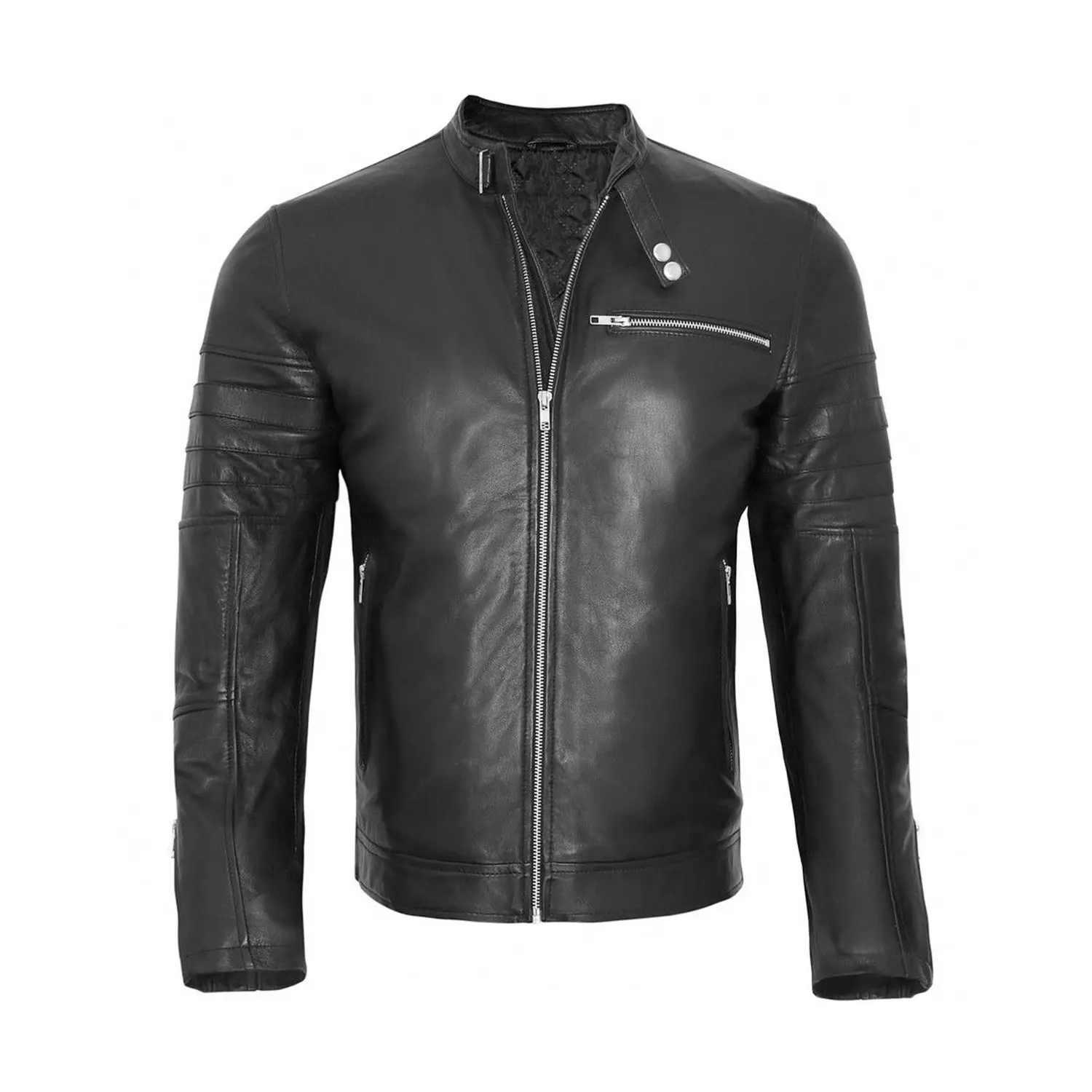 Men's Stylish Black Biker Fashion Real Leather Jacket