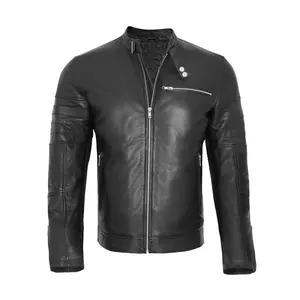 Men's Stylish Black Biker Fashion Real Leather Jacket