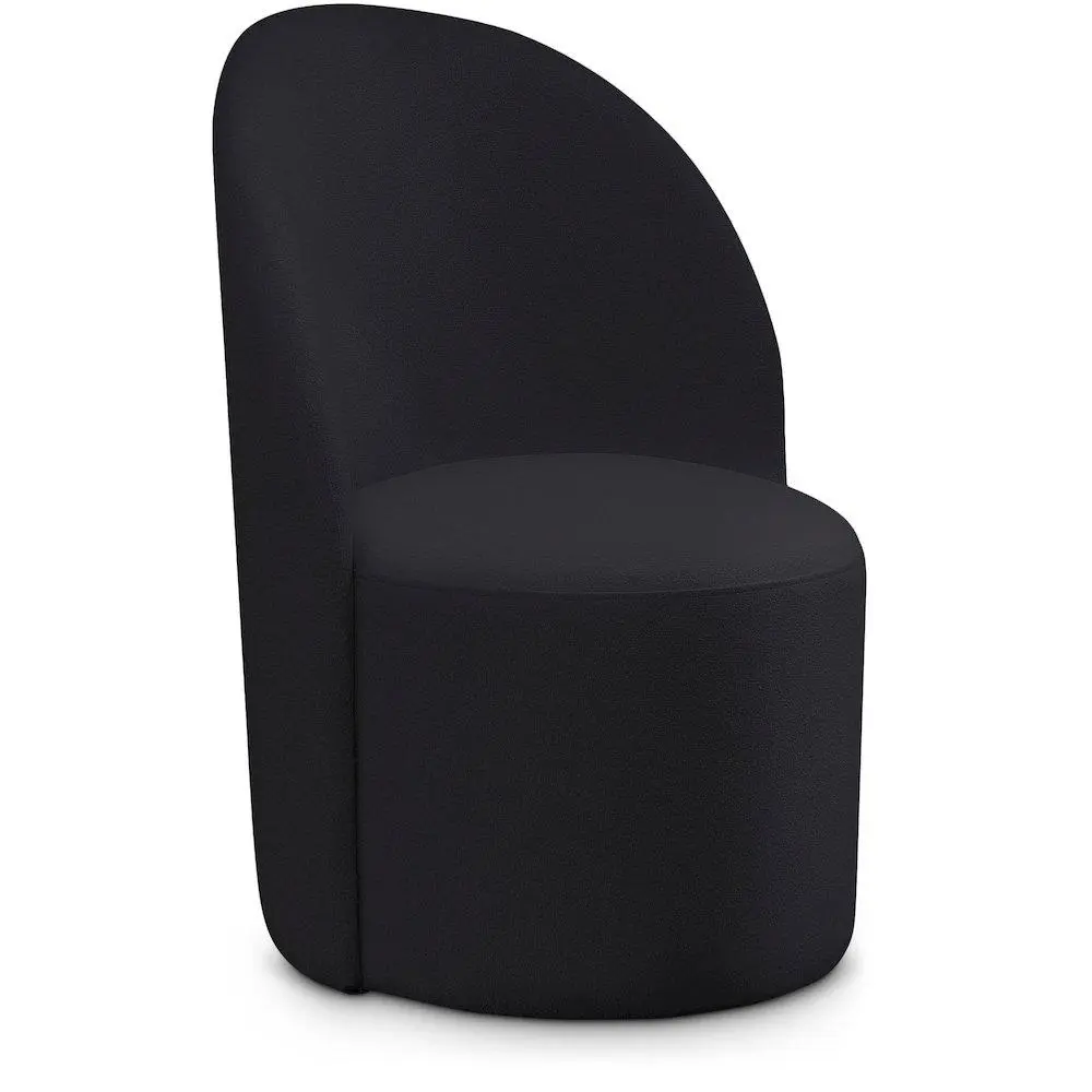 Hautely Modern Black Boucle Fabric Accent Chair, Single-Person Accent Seat with Curved Back for Indoor Living Room Use