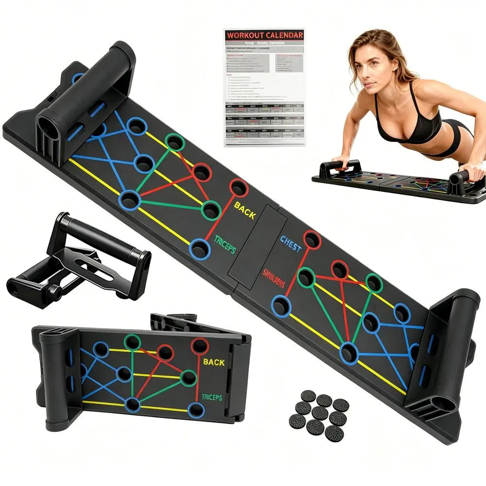Push Up Board Portable Ergonomic Cushioned Training Handles, Foldable Compact Board, Multi-Angle Home Gym Workout Station