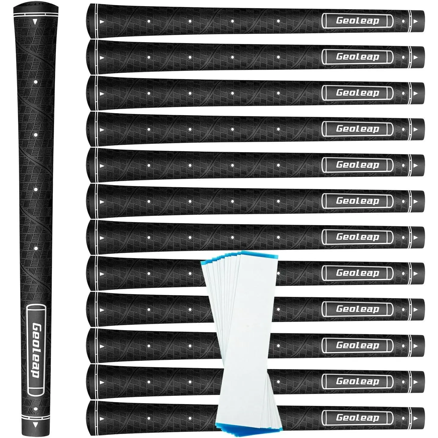 Geoleap Golf Grip Set of 13- Grips with 15 Tapes and Grips with All Repair Kits for Choice,Memory Point assists Hand Placement,Premium Rubber Golf club Grips with Corrugated Textured Control Technology