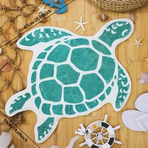 Sea Turtle Pattern Rug, Faux Wool Material, Easy Clean Non-Slip Dustproof Decor, Perfect for Home Kitchen Dining Room Bathroom Gift
