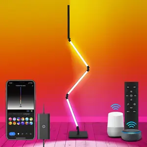 Corner Floor Lamp,Smart RGB LED Floor Lamp Compatible with Alexa,Transformable Floor Lamp,Music Sync DIY Colors,RGBW Color Changing for Living Room Bedroom Game Room.