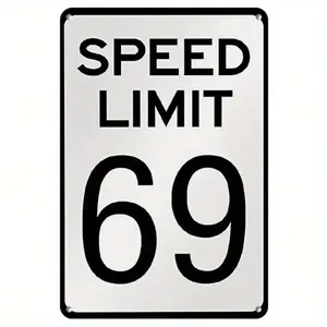 Retro Speed Limit 69 Metal Tin Sign – Vintage Road Sign Style Wall Decor for Home, Bar & Garage
