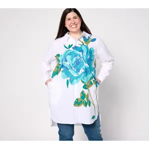 Isaac Mizrahi Live! Regular Placement Floral Print Poplin Tunic