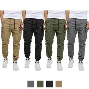 Clean Gent 4-pack men’s fashion work pants with multiple pockets, featuring faux zipper pocket design; men’s pants for summer workwear; men’s bottoms; casual street-style long pants