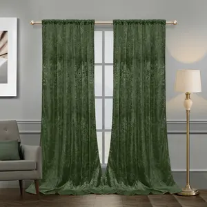 BTTO Velvet Curtains 2 Panels Set Block Light Thermal Insulated Velour Rod Pocket Drapes for Bedroom and Living Room Various Hanging Options 52 x 84 inch Floral Crushed Velvet Fabric Damask Pattern