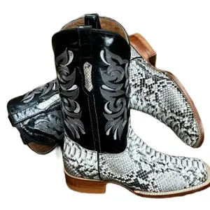 Python Exotic Cowboy Boots Natural Color Party Style Unique Design Distinctive Style or Material