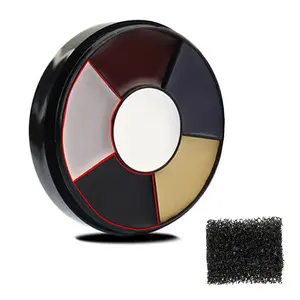 Clown White Black Face Body Makeup,6 Colors Wheel for Special Effects Zombie Makeup Kit,Halloween Professional Makeup Palettes with Sponge,Non Toxic