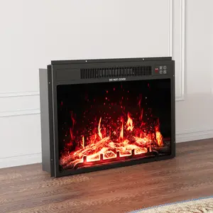 24" Electric Fireplace with Stylish Modern Design,  Fireplace with Three Light Effects，Yellow, Blue, and Purple