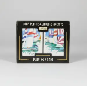 Hoyle 100% Plastic-Cellulose Acetate Sailboats Playing Cards - Double Deck Set