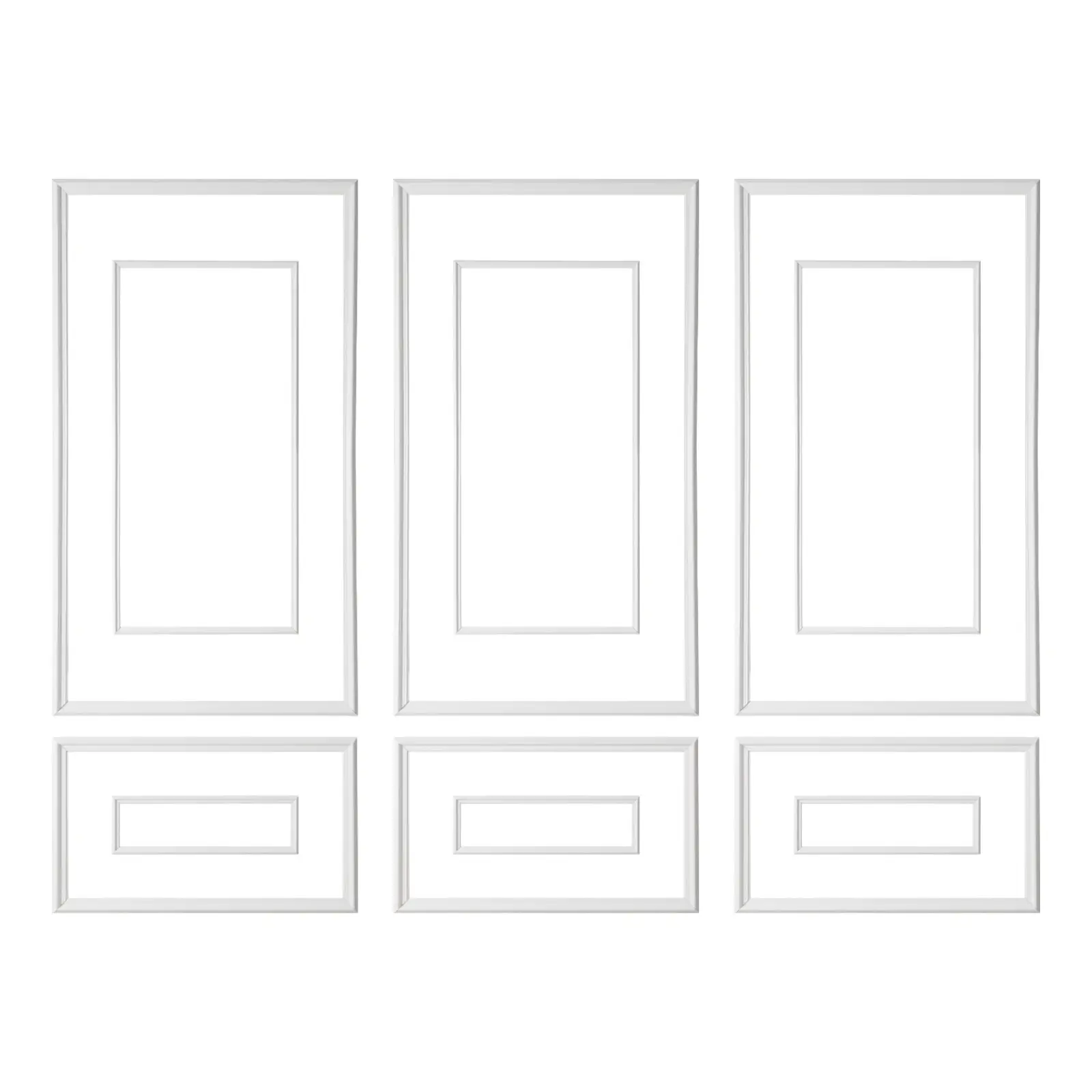 【Father's Day Gift】VEVOR 3-Pack Wall Molding Wainscoting Panels Kit, Dual-Line Wide & Narrow Profile, Lightweight Paintable Polystyrene, Easy Installation Accent Wall Trim for Interior Living Room, Bathroom, Hallway (Interior Style), Paintable Surface