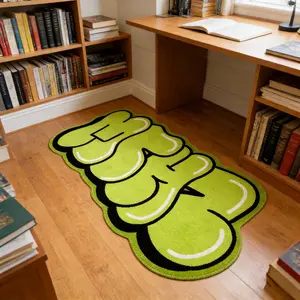 American Hip Hop Graffiti Letter Pattern Rug, Irregular Shape Carpet, Home Decorative Rugs, Soft Comfortable Non-Slip Absorbent, Bedroom Living Room Decor