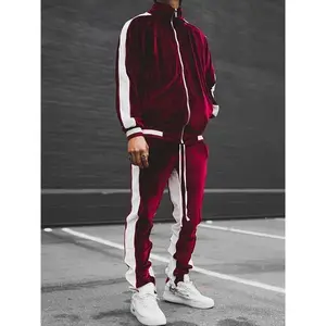 Men's Velour Tracksuit Sweatsuit Set Jogging Suits Full Zip Casual Jackets Pants 2pcs Outfit Athletic Workout