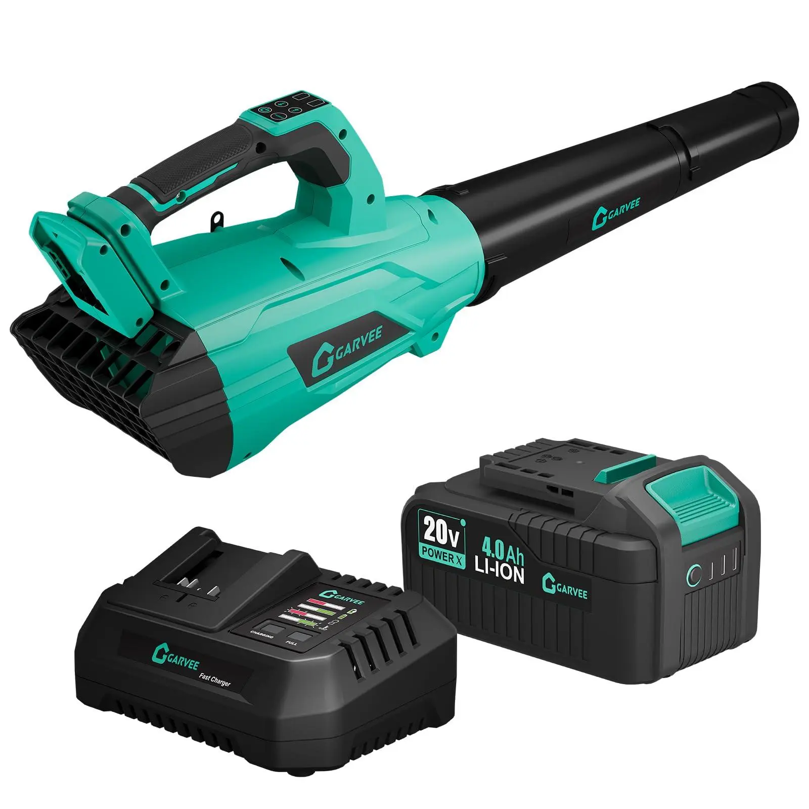 Powerful Cordless Leaf Blower with 4.0Ah Battery and Fast Charger, 700CFM 250MPH 20V Brushless Motor 2-Speed Lightweight Handheld for Lawn Yard and Debris Clean