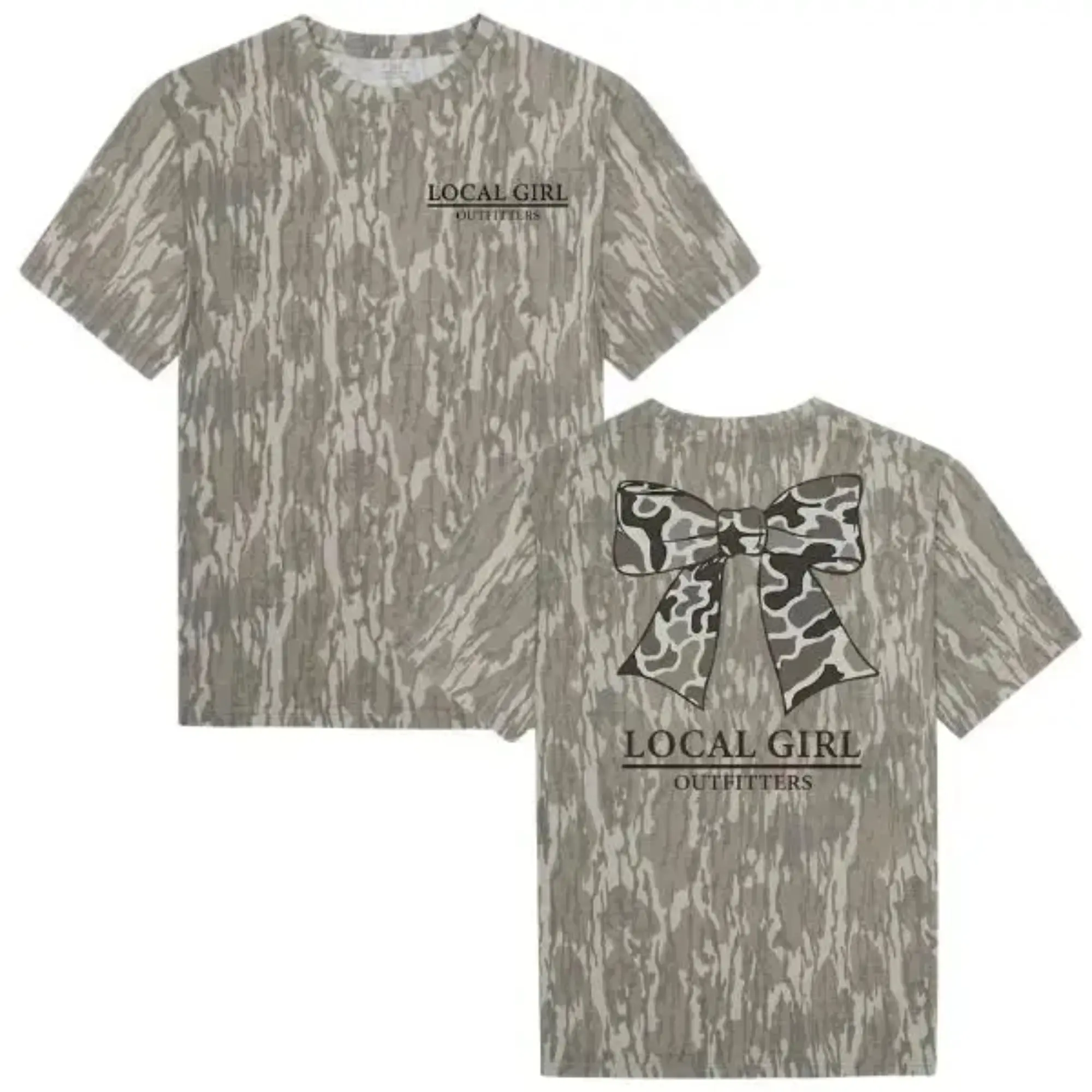 Local Girl Bottomland Mossy Oak Camo Tee - Hunting Camo Shirt, Soft Stretch Cotton, Full Size S-5XL