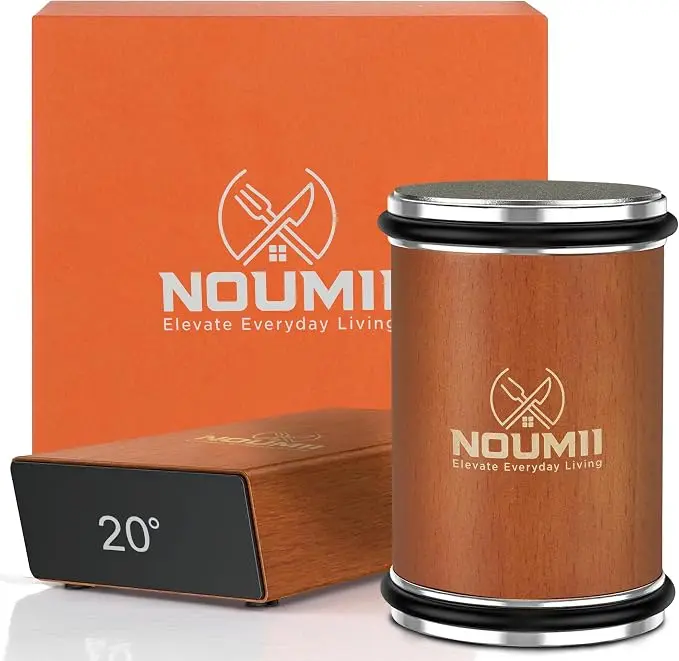 NOUMII 2-Angle Magnetic Knife Sharpener Kit - Premium Beech Wood, Easy-to-Use for Professional Chefs - Effective for Kitchen Stainless Steel Knives