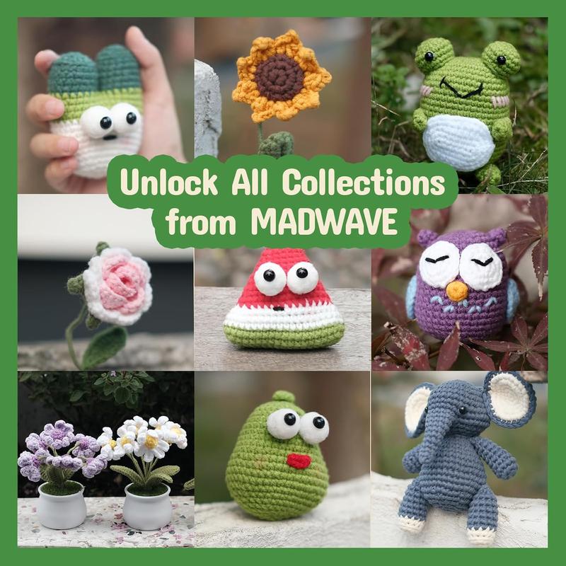 Madwave Crochet Kit for Beginners, for Beginners Adults & Kids with DIY Set, Step-by-Step Video Tutorials, Yarn, Hook, and All Accessories Included
