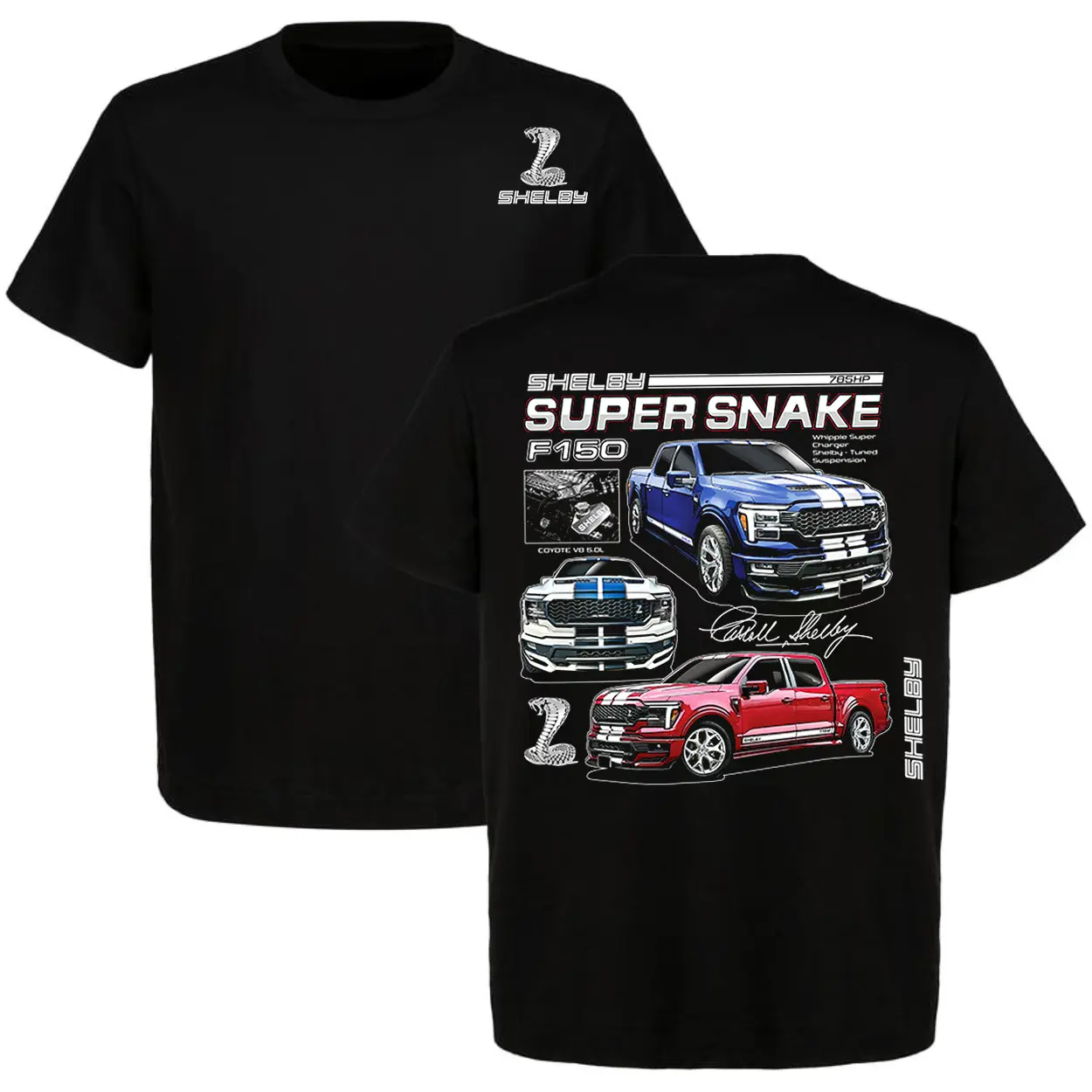 Shelby Super Snake F-150 Graphic Tee Classic Ford Truck Streetwear Shirt 100% Cotton Gift for Truck Enthusiasts Ford Performance Fans Unisex Casual Summer Outfit Automotive Fashion Tee