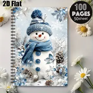 1 Snowman Christmas Spiral Notebook, 5.7x8.26 Inch, Festive Winter Design, Durable Coil Binding, Xmas Gift for Kids Students, Holiday Journal for Christmas Party, New Year Daily Planner, Winter Theme Note Taking Book for Home School Office [2D] F