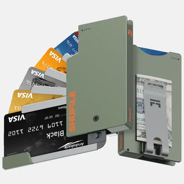 Shuffle Wallet Deck-of-Cards Opening Wallet with RFID Blocking, Slim Modular Design to Holds 6 Cards, Money Clip Wallet