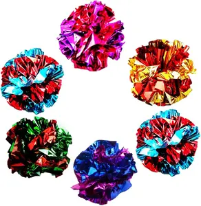 Cat Crinkle Balls Shiny Mylar Crinkler Stress Relief Toy for Kittens Interactive Engaging Keeps Grown Up Cats Active Encourages Multi Cat Play Provides Endless Entertainment 6 Pcs Multicolor