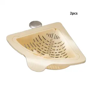 2Pcs Magnetic Triangular Sink Drain Basket, Punch-Free Corner Drain Strainer with Twist-Open Bottom, Space-Saving Kitchen Sink Organizer