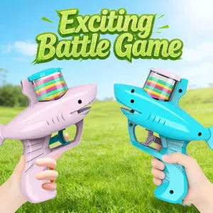 Shark Flying Disc Gun EVA Soft Foam Bullets Safe One-Button Launch Stress Relief Toy for Kids Boys Girls Indoor Outdoor Gift