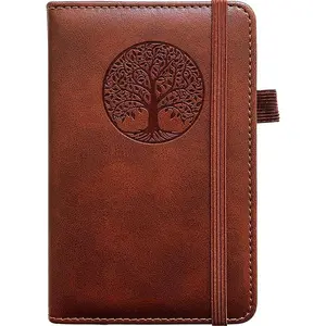 Small Pocket Notebook, Leather Journal Mini (Brown)
