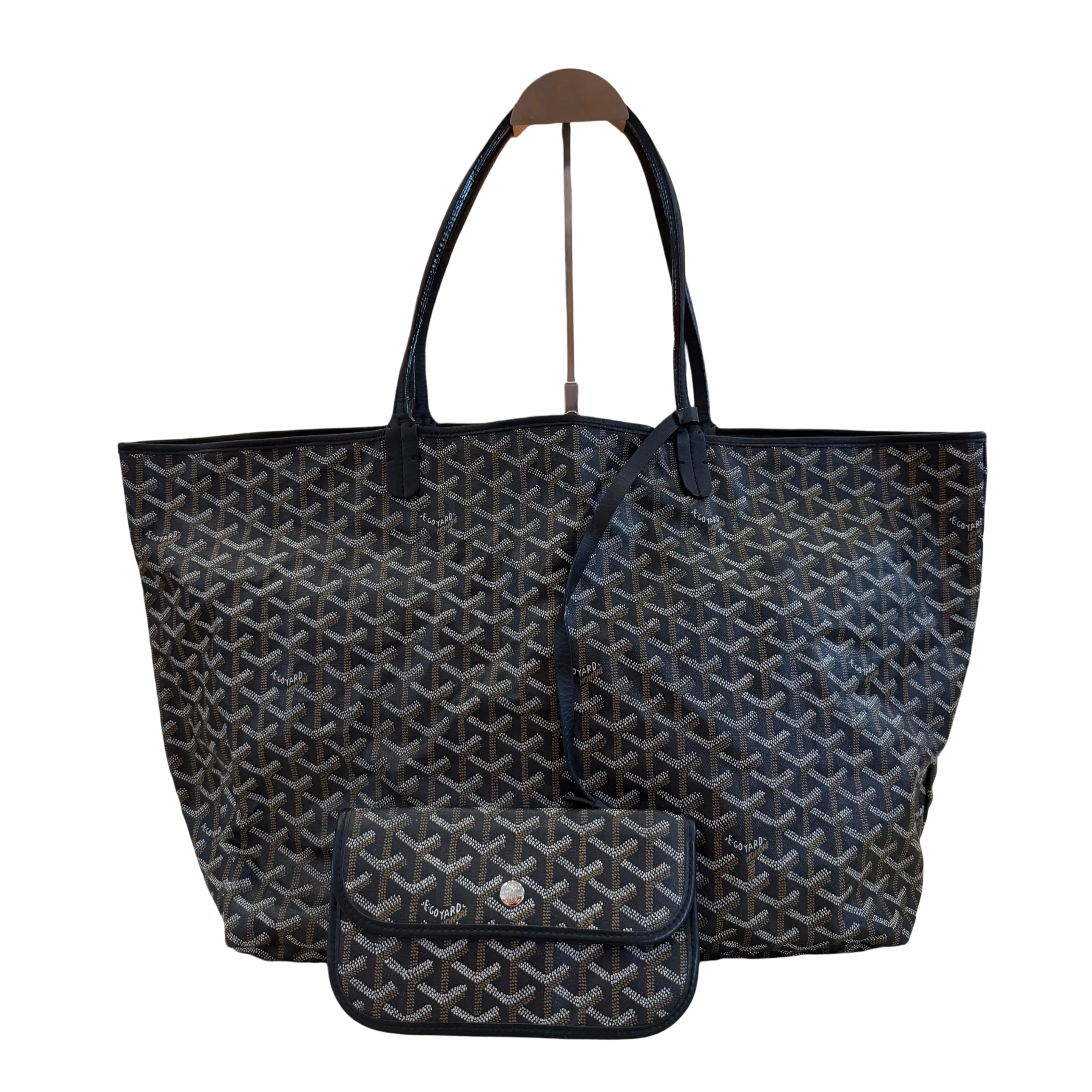 Pre-owned Goyard Black Saint Louis GM Tote Bag with Matching Pouch