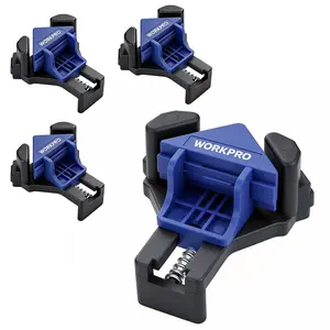 WORKPRO 90 Degree Corner Clamps for Woodworking, Set of 4 Adjustable Spring Loaded Clamps One Hand Woodworking Tools for Framing, Cabinets and Projects
