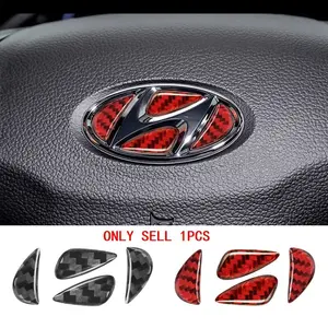 Hyundai Carbon Fiber Steering Wheel Cover Trim Sticker, Car Interior Decorative, Compatible with Elantra Sonata Tucson Santa Fe Accent Creta Kona, Car Stickers, Car Accessories