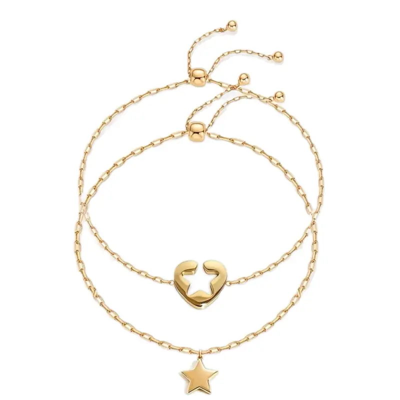 Set of 2 Gold Bracelet For Friends, Couples, Daughters