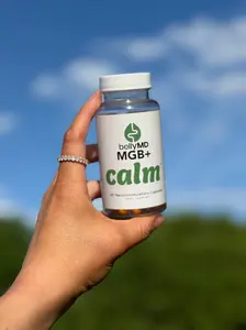 MGB+ Calm Magnesium Glycinate & Lipid-Soluble B1 Supplement | Nausea & Nervous Stomach Support | Physician-Formulated, 60 Vegetarian Capsules by BellyMD
