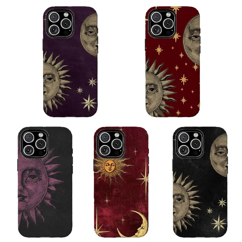 Vintage Sun Moon Celestial Phone Case, Gothic Astrology Protective Cover for iPhone 16 15 14 13 12 11 17Pro Max,for Samsung S25 S24 S23 S22 Ultra,Gifts For Fans, Phone Accessories Smartphone Protection