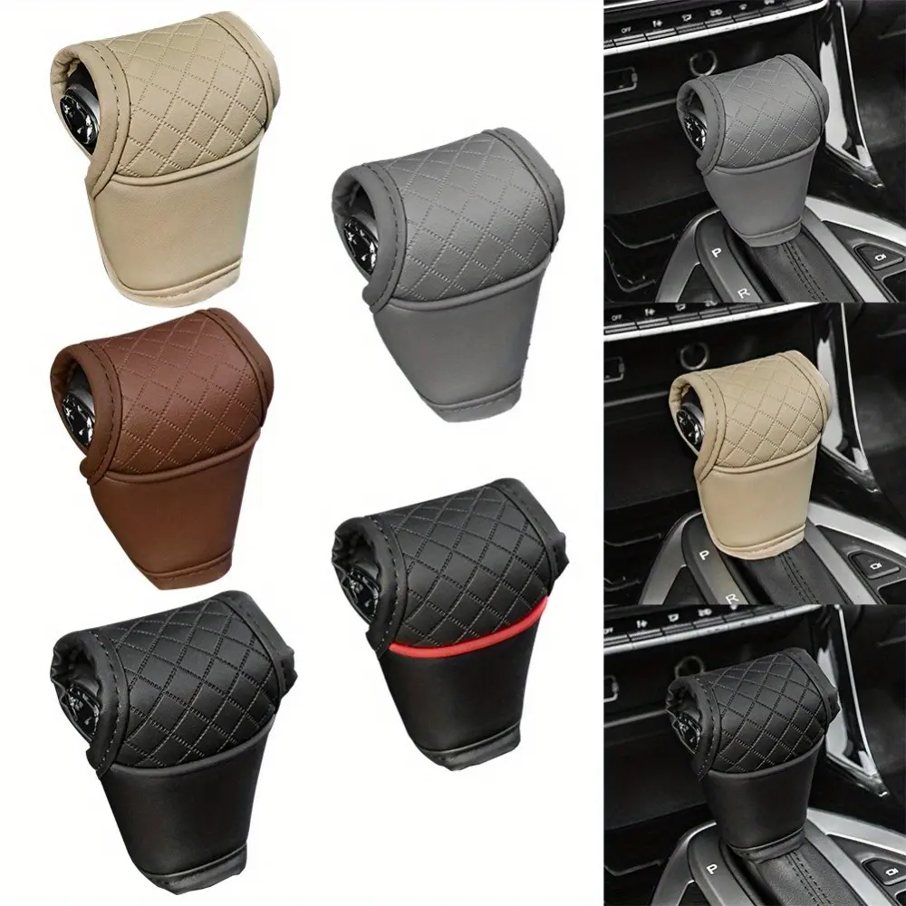 PU leather car gearshift knob cover - High-quality gearshift decoration - Durable gearshift protection cover - Automotive interior accessory - Gearshift knob protection - Shift Lever Cover - Car Accessories