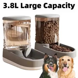 Large Automatic Feeding Dog Food Feeder and Water Dispenser Set, Plastic Gravity Pet Feeder for Large Medium Small Pets, 2 Pieces 8 Lbs Large Capacity
