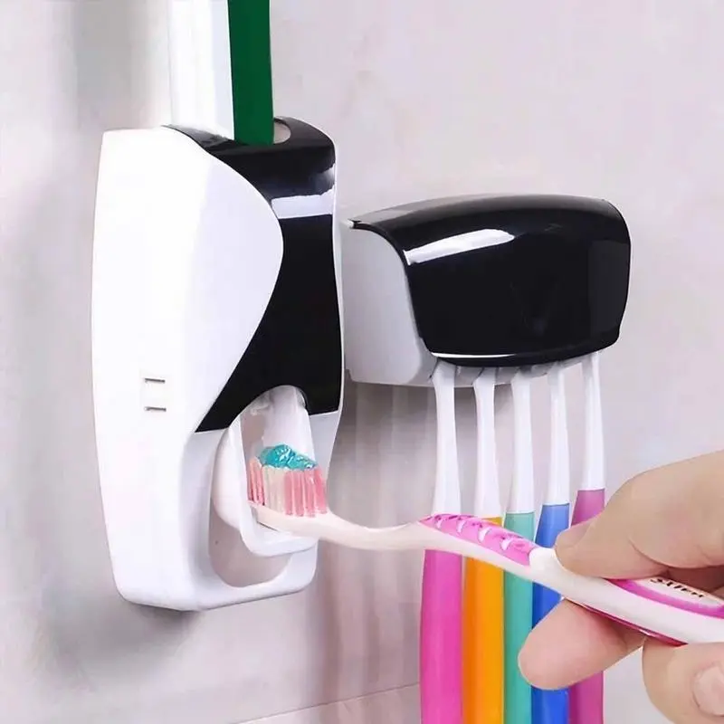 Automatic Toothbrush Dispenser, Wall Mounted Punch-Free Design, Toothpaste Squeezer & Brush Holder Set, Toothbrush Storage, Toothbrush Organizer, Ideal for Bathroom Organization, Bathroom Accessory, Toothbrush Holders for Bathrooms