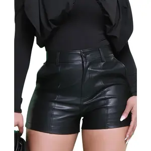 Faux Leather Shorts for Women Sexy High Waist Black Pu Leather Shorts