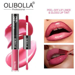 [OLIBOLLA Official] 2-in-1 Peel Off Lip Liner Stain & Plumping Oil Duo: Viral Peel & Reveal Lip Tattoo, Transfer-Proof & Hydrating for Juicy Glass Lips Matte Long-Lasting Waterproof Lipstick
