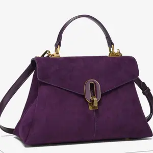 Royal Purple Crossbody All Leather Backpacks - Elegant Suede Design with Gold Accents and Adjustable Strap and All quilted leather backpacks.