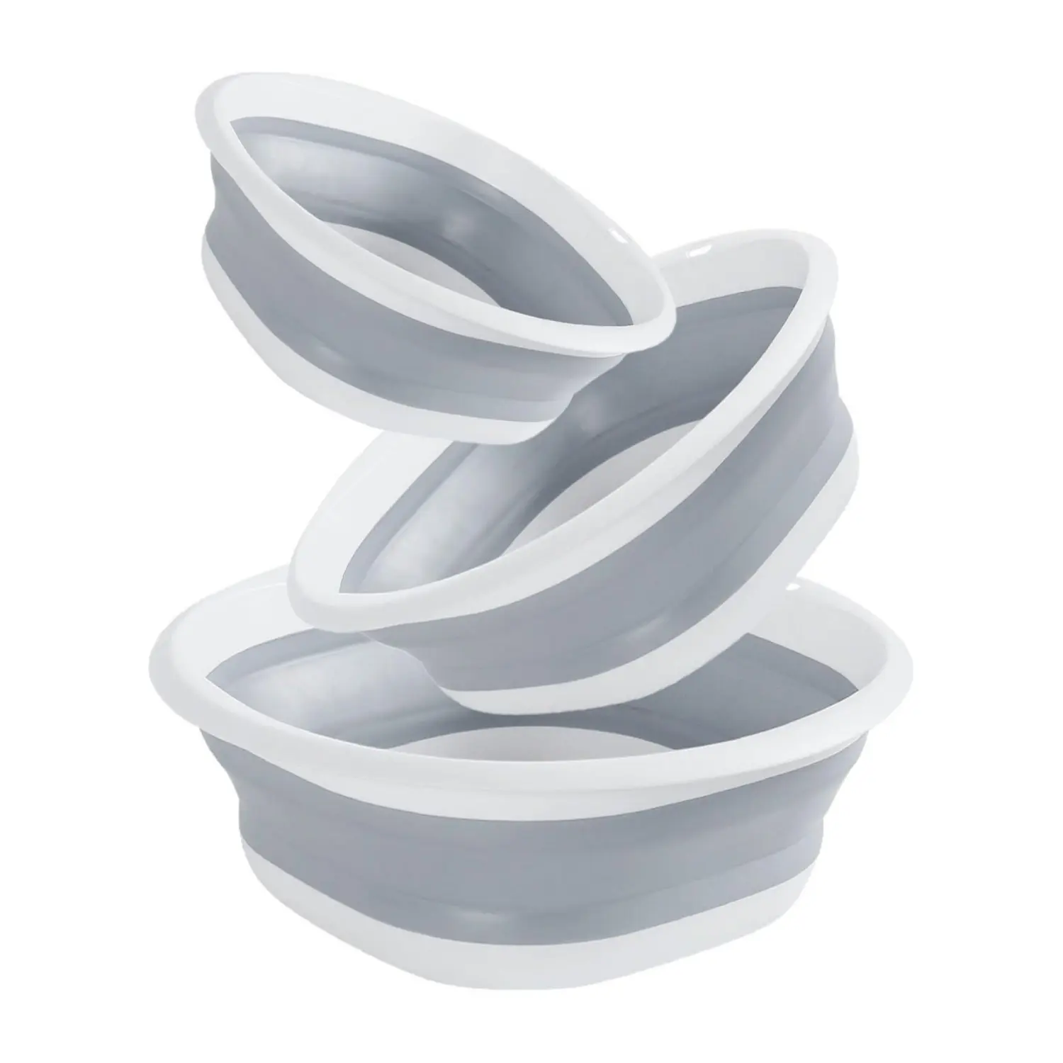 3Pcs Collapsible Tub Wash Basin Laundry Tub Grey Collapsible Laundry Baskets Foldable Dish Tub Plastic Washtub Space Saving Storage Container for Dishing, Fruit, Camping, Laundry, Hiking & Home (15 /12.6 / 10inch) - Home Improvement.