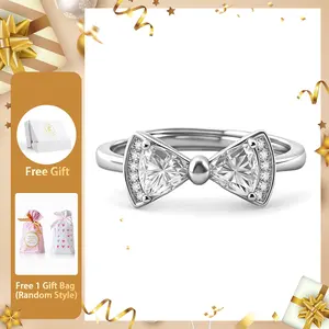 Moissanite 1ct Sweet Bow Ring Valentine's Day Wedding Engagement Anniversary Romantic Elegant Gift Daily Wear Mother's Day Gift