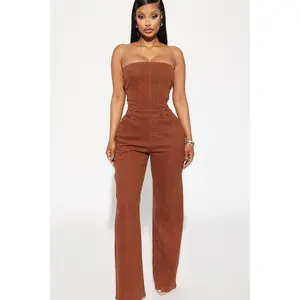 Mine For The Weekend Denim Jumpsuit - Cognac