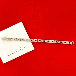 Pre-owned GUCCI Sterling Silver 925 (Ag925) Small Leather Goods Square G Silver 925 Bracelet