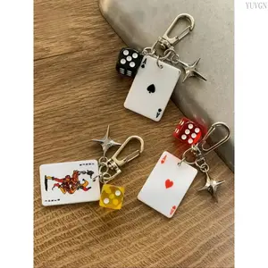 Trendy Poker & Dice Keychain Set, Star Pendant Alloy Metal Key Ring, Classic Club Diamond Number Theme Design, Stylish Cartoon Daily Jewelry, Durable Metal Charm Accessories, Universal Decor for Car Keys, Handbags & Backpacks, Safe Non-Toxic Multipurpose