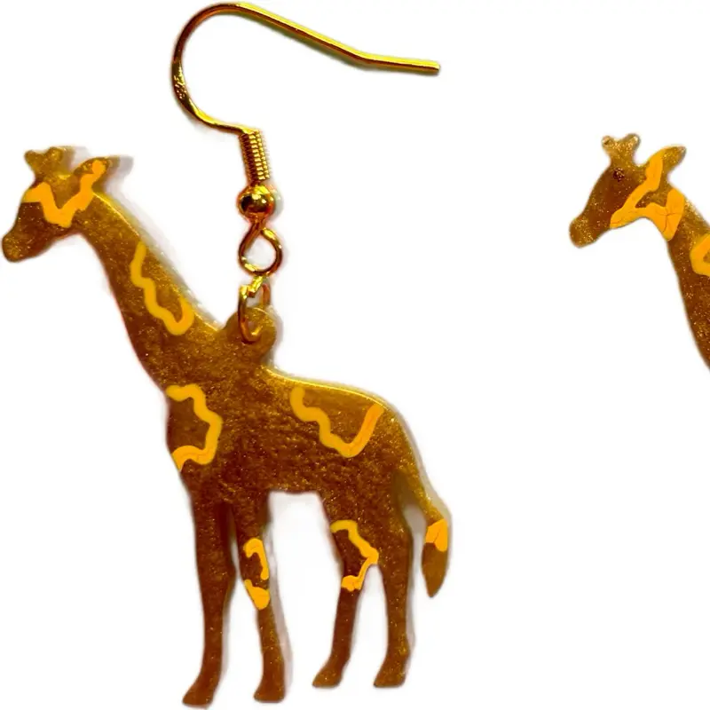 Giraffe Hook Earrings - Unique Design with Chain Attachment as Shown in the Image